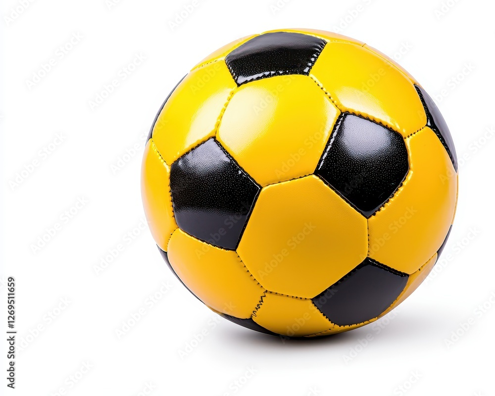 A vibrant yellow and black soccer ball against a plain background. A vibrant yellow and black soccer ball against a plain background.