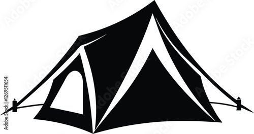 camping tent  silhouette  simple flat vector