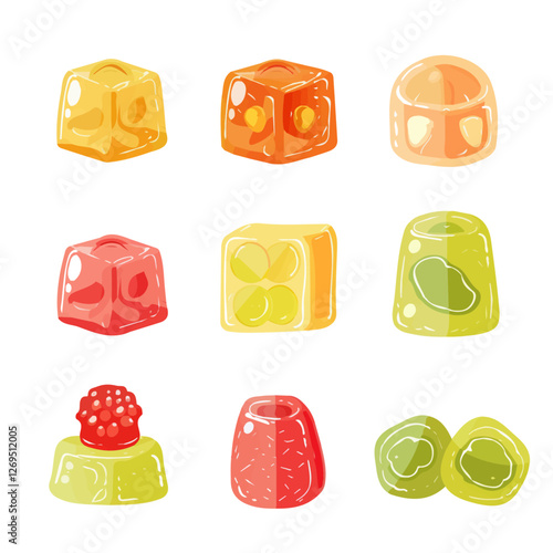 2D flat vector illustration gummy candies icon isolated on a white background.

