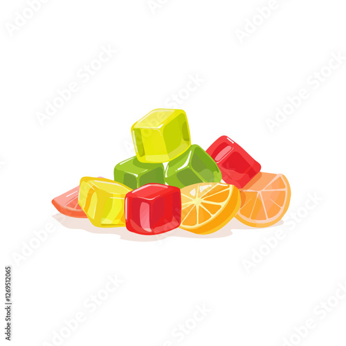 2D flat vector illustration gummy candies icon isolated on a white background.

