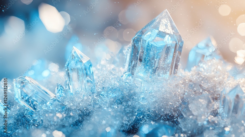 Abstract Blue Crystal Wallpaper with Light Reflections and Shimmering Effects Abstract Blue Crystal Wallpaper with Light Reflections and Shimmering Effects
