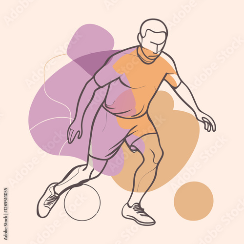 black silhouette of a football player dribbling the ball,