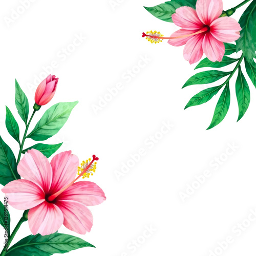 Pink hibiscus flowers. Isolation on transparent background.