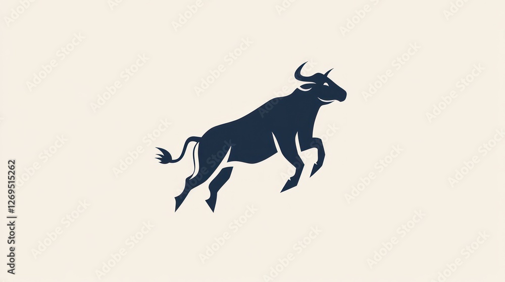 Fototapeta premium Running African Buffalo Silhouette, Wildlife