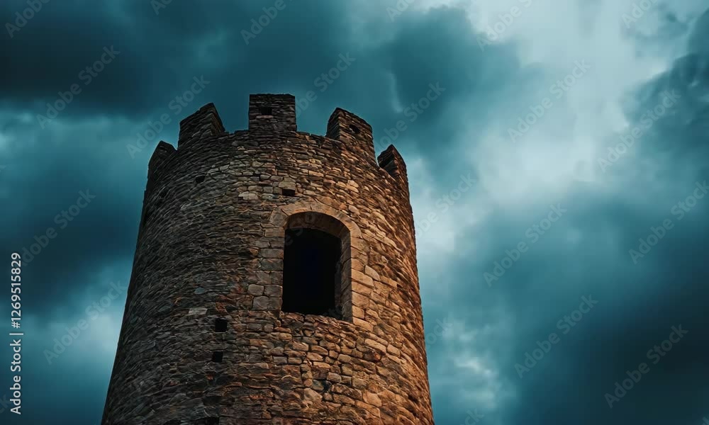 A historical stone tower looms against a dramatic stormy sky, evoking an aura of mystery and strength, as if guarding secrets of the past within its solid walls. A historical stone tower looms against a dramatic stormy sky, evoking an aura of mystery and strength, as if guarding secrets of the past within its solid walls.