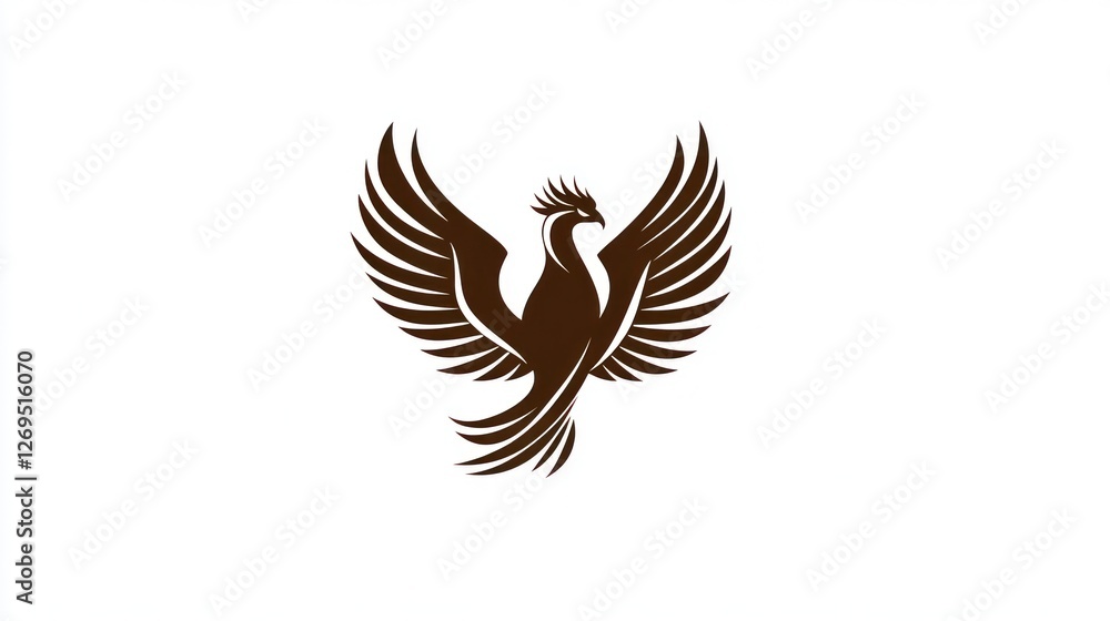 Obraz premium Stylized Phoenix in flight, graphic design element, use in logo or poster
