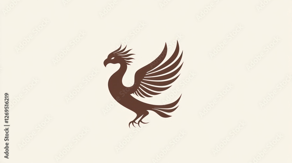 Fototapeta premium Stylized phoenix silhouette, graphic design, art