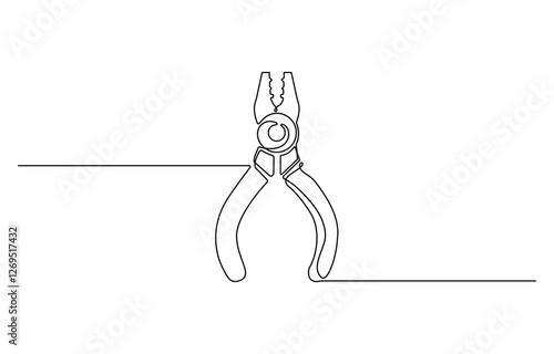 One line art pliers vector illustration. line art, one continuous line, gardening Pruning Shears or Cutters Single Line Drawing.