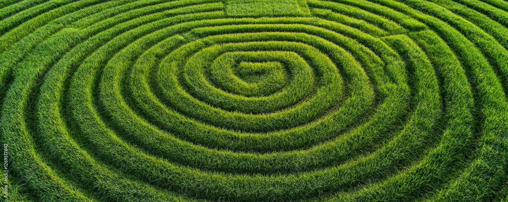 Aerial view of circular grass field pattern in agriculture Aerial view of circular grass field pattern in agriculture