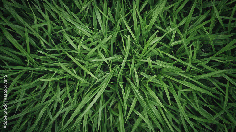 Dense green grass texture from top view perspective Dense green grass texture from top view perspective