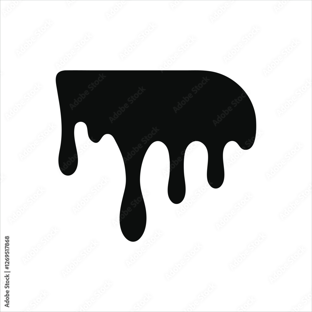 Black paint, melting and dripping, against a transparent background. Black paint, melting and dripping, against a transparent background.