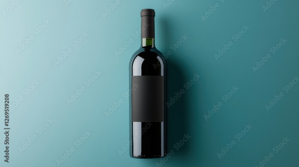 Elegant Wine Bottle on Aqua Background for Premium Branding Concepts Elegant Wine Bottle on Aqua Background for Premium Branding Concepts