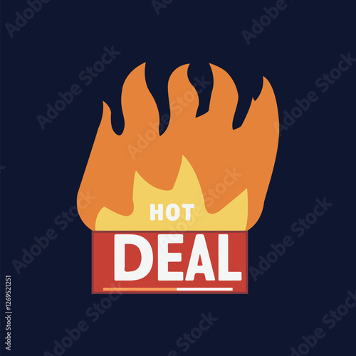 label icon hot item deal price with flames Logo design