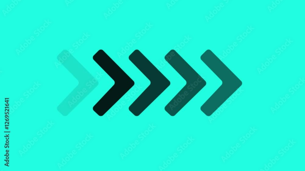 black arrow moving right on cyan background. black arrow moving right on cyan background.
