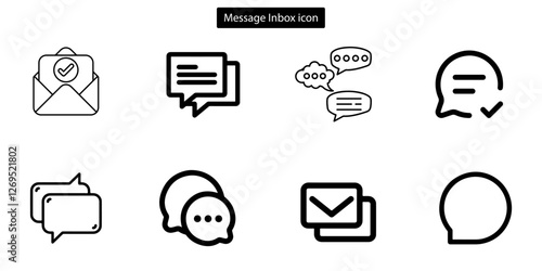 Message vector art icon set. newsletter web buttons. close email letter outline vector symbol. flat thin e-mail pictogram on white background. send mail message