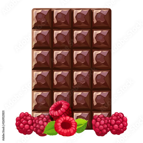 2D flat vector illustration raspberry chocolate bar icon isolated on a white background.

