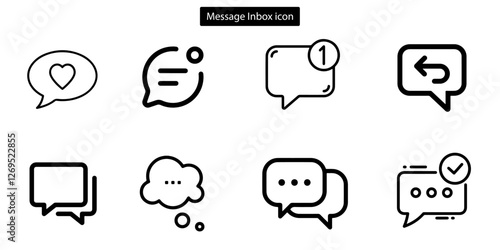 Message vector art icon set. newsletter web buttons. close email letter outline vector symbol. flat thin e-mail pictogram on white background. send mail message