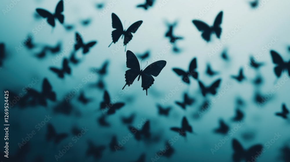 World Poetry Day concept. Dreamlike Swarm of Ethereal Butterflies Formed from Poetry Lines World Poetry Day concept. Dreamlike Swarm of Ethereal Butterflies Formed from Poetry Lines