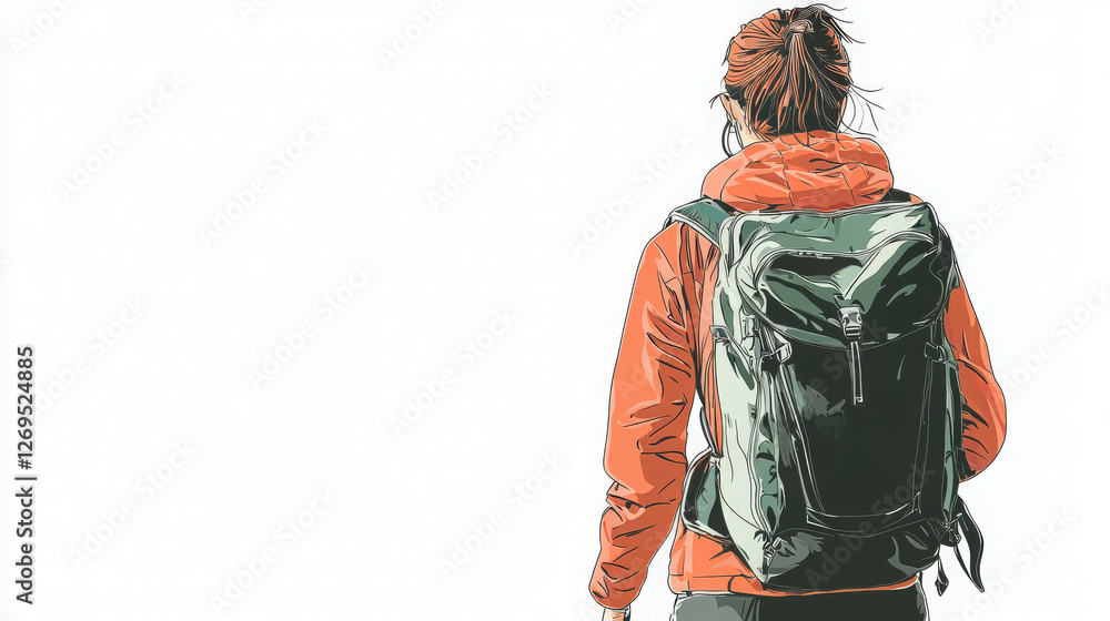 Fototapeta premium Backpacker on Isolated Background
