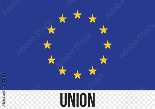 European Union flag. Official standardized flag of the EU in original colors and proportion correctly. Vector illustration. 