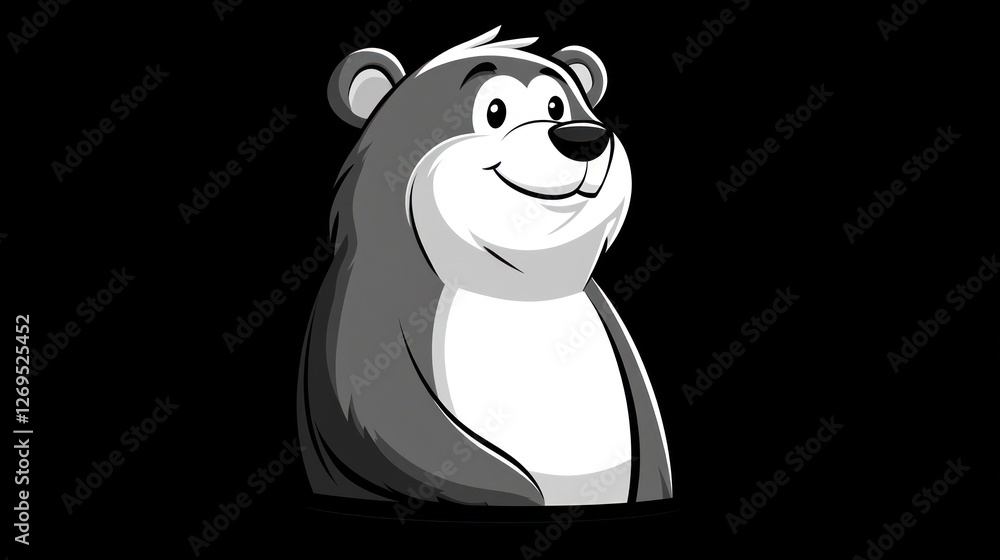 Fototapeta premium Cartoon bear, profile view, simple design, suitable for children's book illustrations