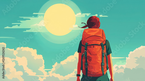 Vector Backpacker Illustration photo