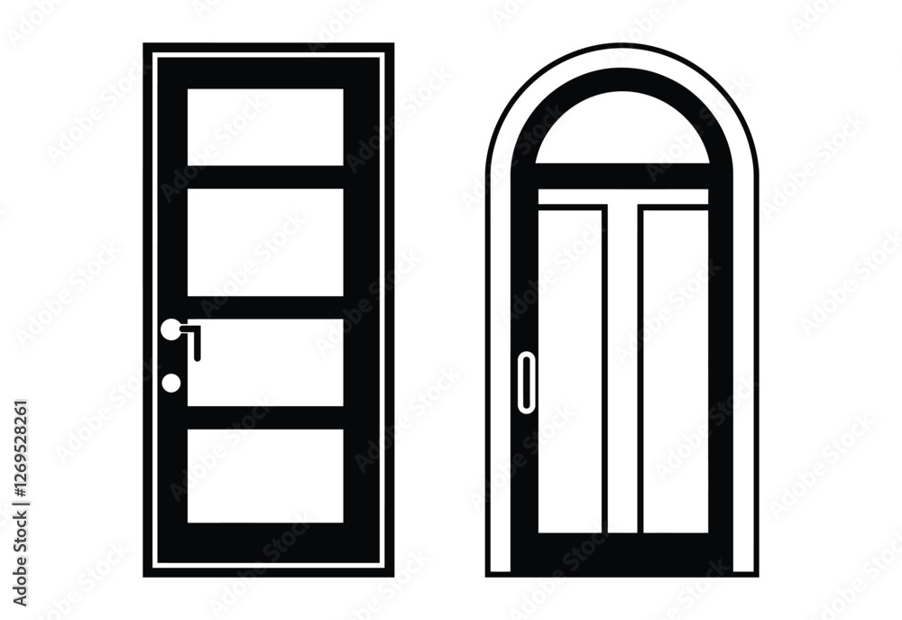 Minimalist Black Door Icon Vector, High Contrast, Modern Design