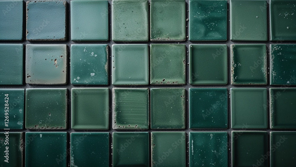 close-up of a tiled surface, featuring a grid layout of square tiles. Each tile is a deep, rich green color with subtle variations in shade, giving a slightly weathered and textured appearance close-up of a tiled surface, featuring a grid layout of square tiles. Each tile is a deep, rich green color with subtle variations in shade, giving a slightly weathered and textured appearance