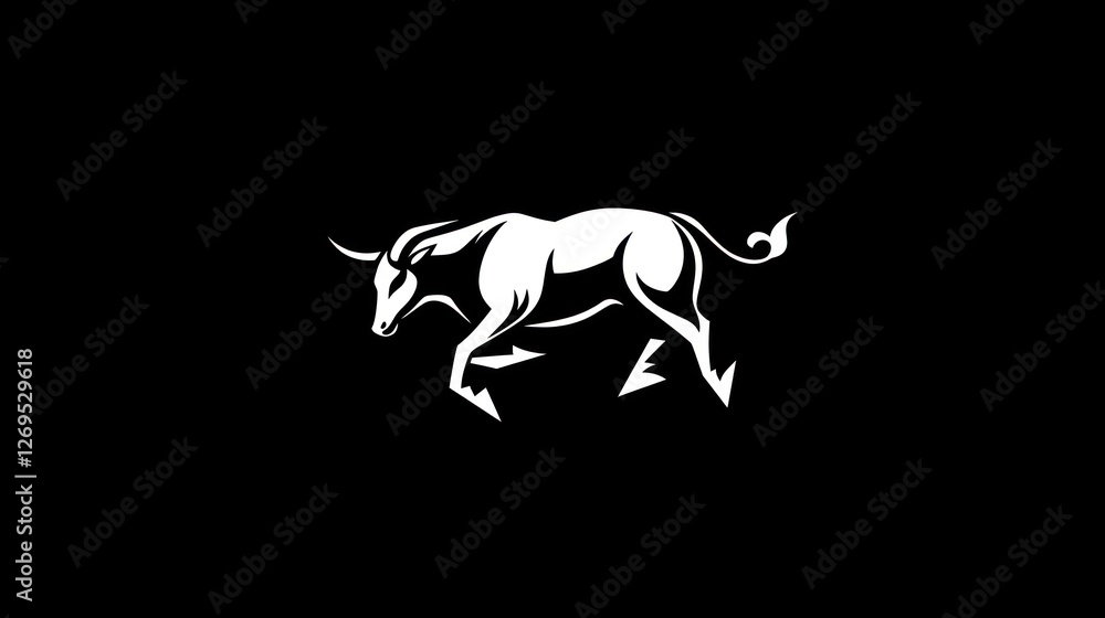 Fototapeta premium Running bull graphic design, minimalist style, use for logo or branding