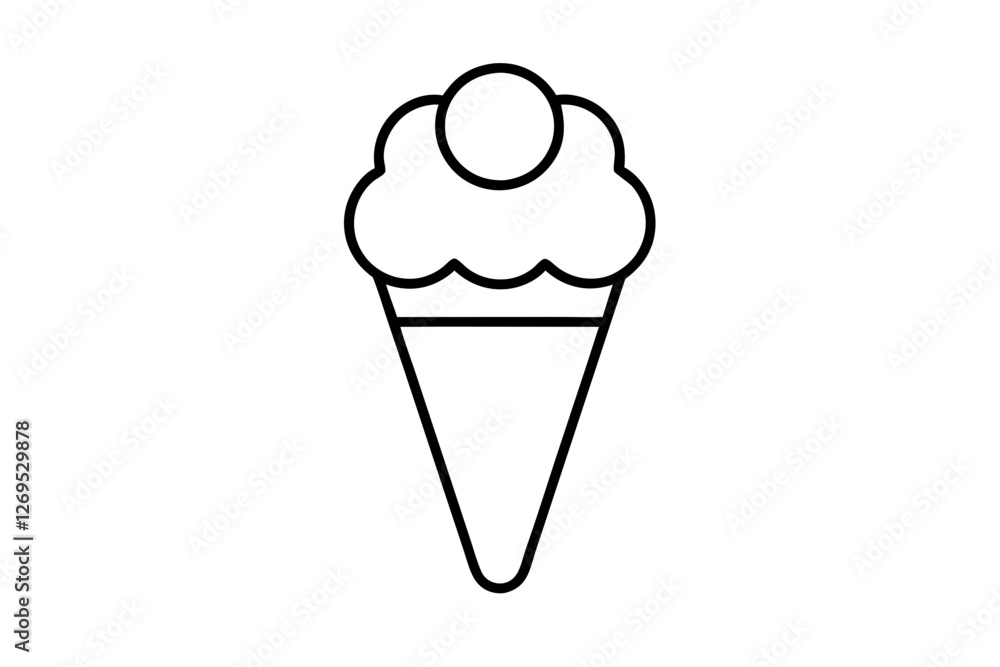 Minimal Line Art Ice Cream Cone - Dessert Vector Illustration Minimal Line Art Ice Cream Cone - Dessert Vector Illustration