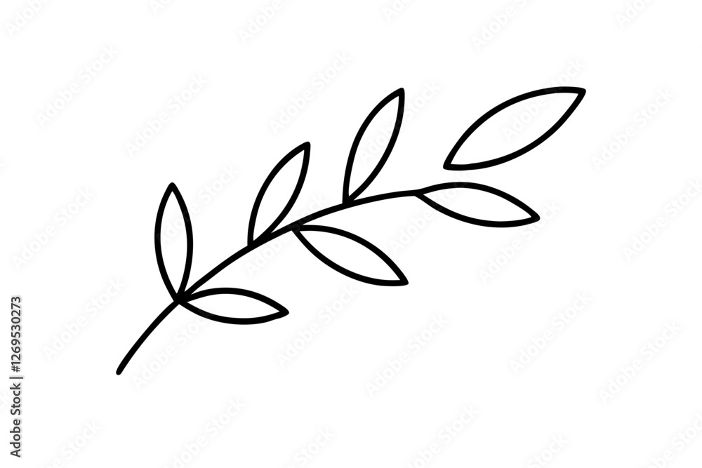 Obraz premium Minimal Outline of Olive Branch for Mediterranean Design - SVG
