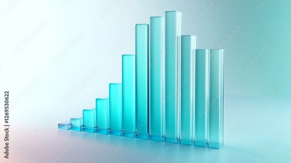 Abstract 3D glass graph symbolizing financial growth in a modern minimalistic design. Abstract 3D glass graph symbolizing financial growth in a modern minimalistic design.