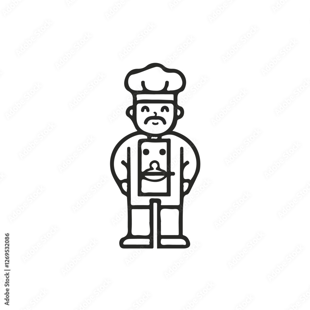 2D flat vector illustration chef icon isolated on a white background.
2D flat vector illustration chef icon isolated on a white background.
