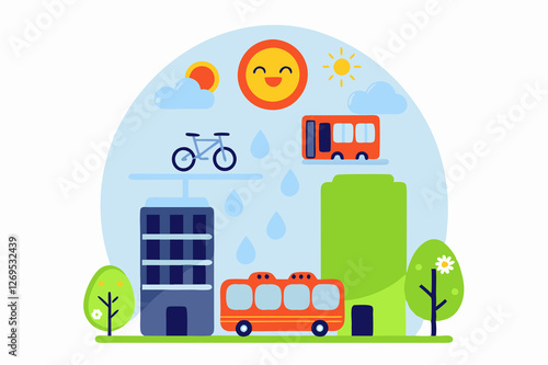 Urban mobility with bicycles and electric public transport in a sustainable city