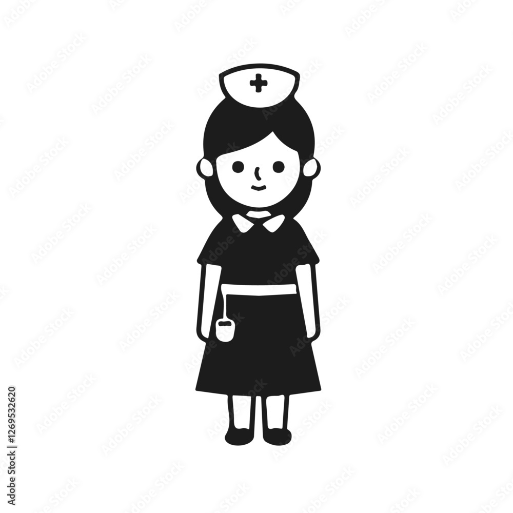2D flat vector illustration nurse icon isolated on a white background.
2D flat vector illustration nurse icon isolated on a white background.