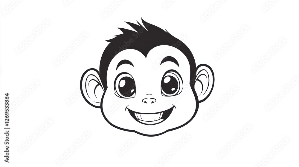 Fototapeta premium Cute monkey head illustration