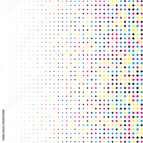 CMYK Linear Gradient Halftone Diagonal Squares