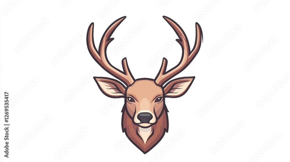 Majestic deer head vector art on plain background for design element or educational illustration Majestic deer head vector art on plain background for design element or educational illustration