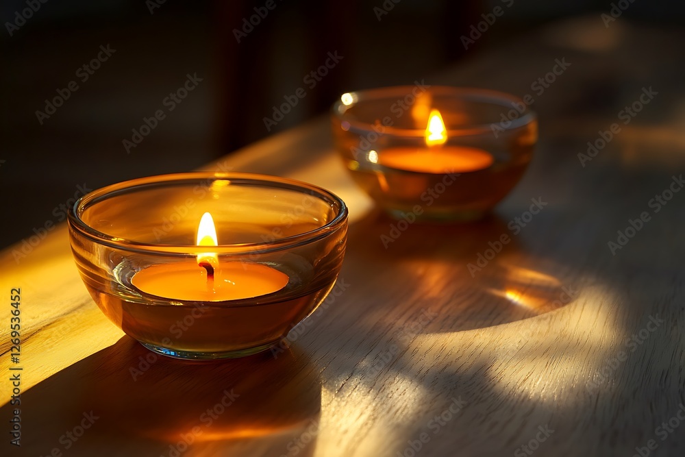 Two Candles on a Wooden Table Two Candles on a Wooden Table