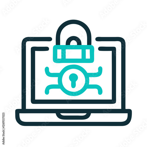 Ransomware Dark Web Threat Icon Vector - Cybersecurity Symbol for Bitcoin Extortion, Hacker Attacks.