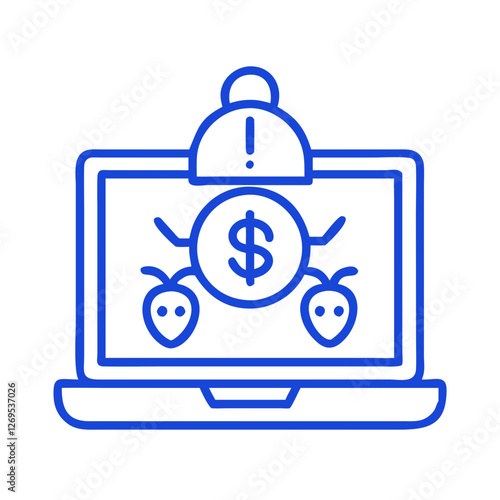 Ransomware Dark Web Threat Icon Vector - Cybersecurity Symbol for Bitcoin Extortion, Hacker Attacks.