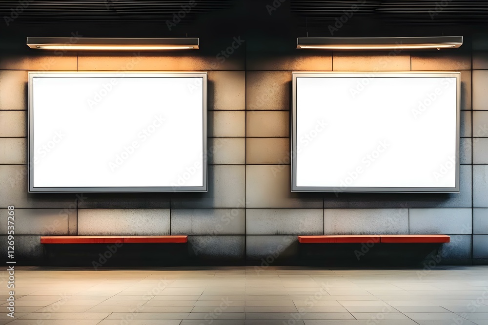 Fototapeta premium Creative Uses for Two Empty Billboards for Advertising on Textured Walls
