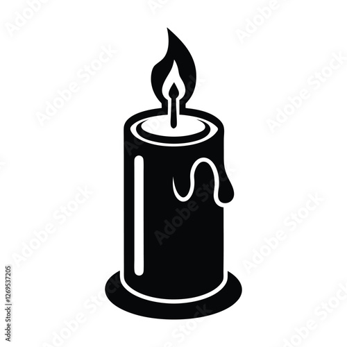 burning candle silhouette vector illustration isolated on white background