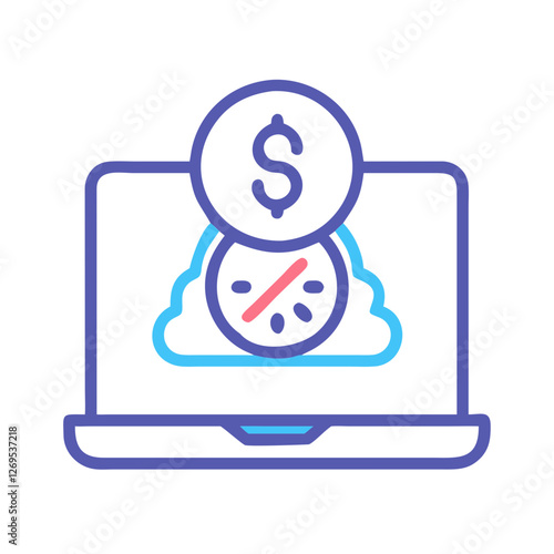 Ransomware Bitcoin Payment Icon Vector - Cybercrime Symbol for Digital Extortion, Dark Web Threats.
