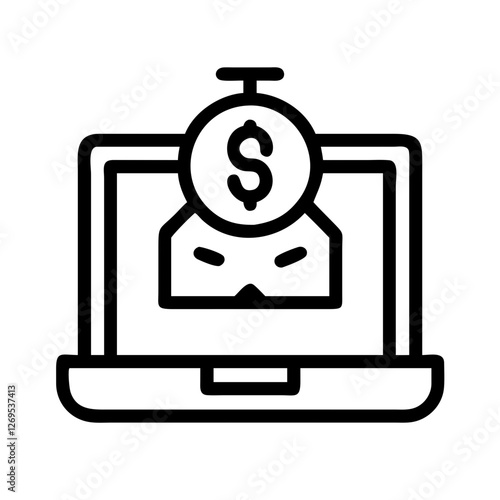 Ransomware Cyber Attack Icon Vector - Hacker Malware Symbol for System Breach, Digital Extortion.