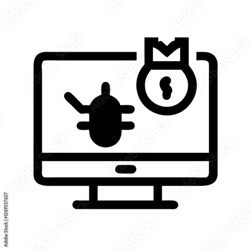 Ransomware Attack Alert Icon Vector - Digital Extortion Symbol for Cybersecurity Dashboards, Hacker Threats