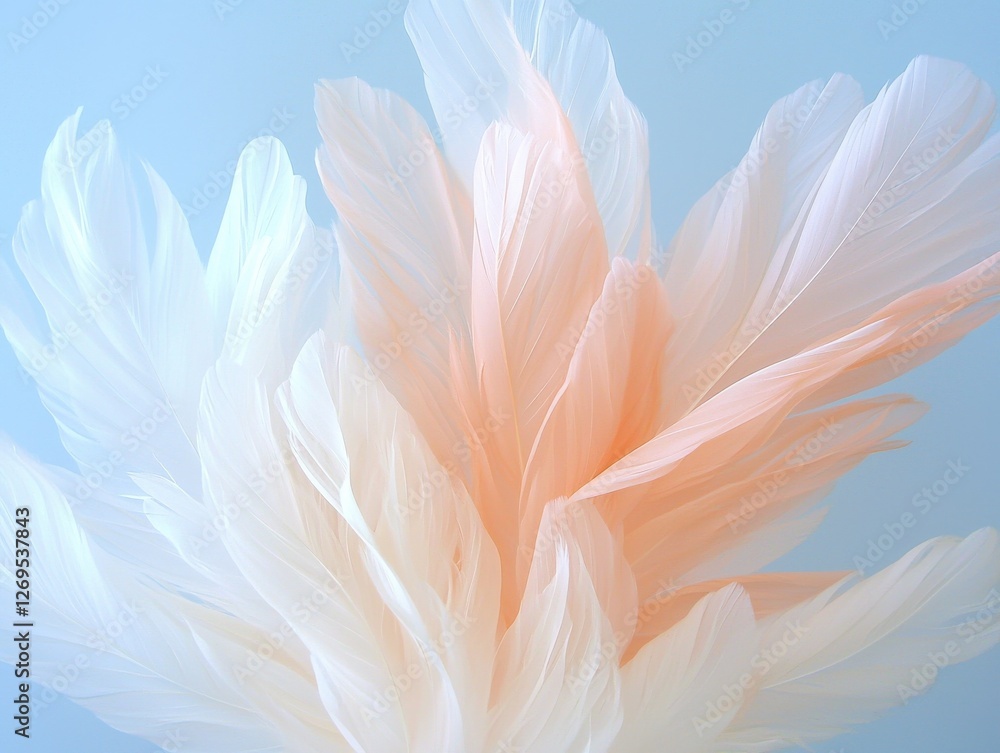 Delicate feather arrangement studio nature soft colors close-up aesthetic beauty Delicate feather arrangement studio nature soft colors close-up aesthetic beauty