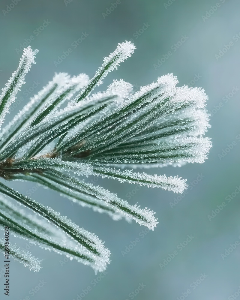 Frosty pine needle close-up winter wonderland nature serene environment macro view tranquility concept Frosty pine needle close-up winter wonderland nature serene environment macro view tranquility concept