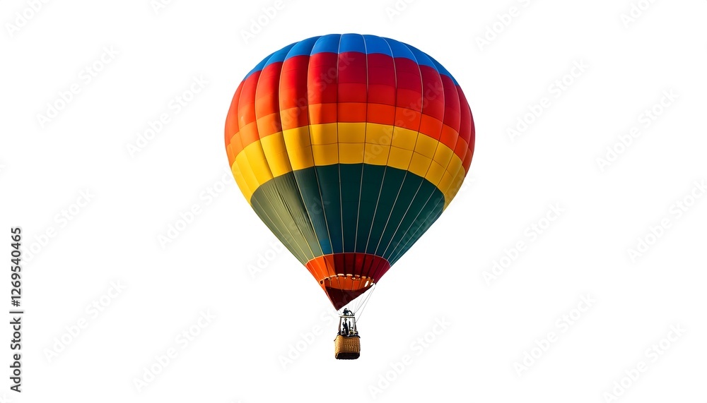 Fototapeta premium Vibrant hot-air balloon isolated on white background for creative design projects and travel-themed visual content