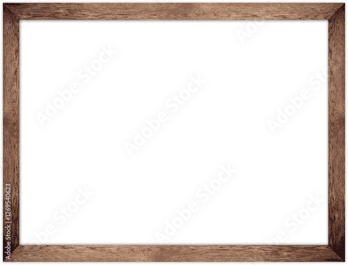 Natural Wood Photo Frame Isolated on Transparent Background